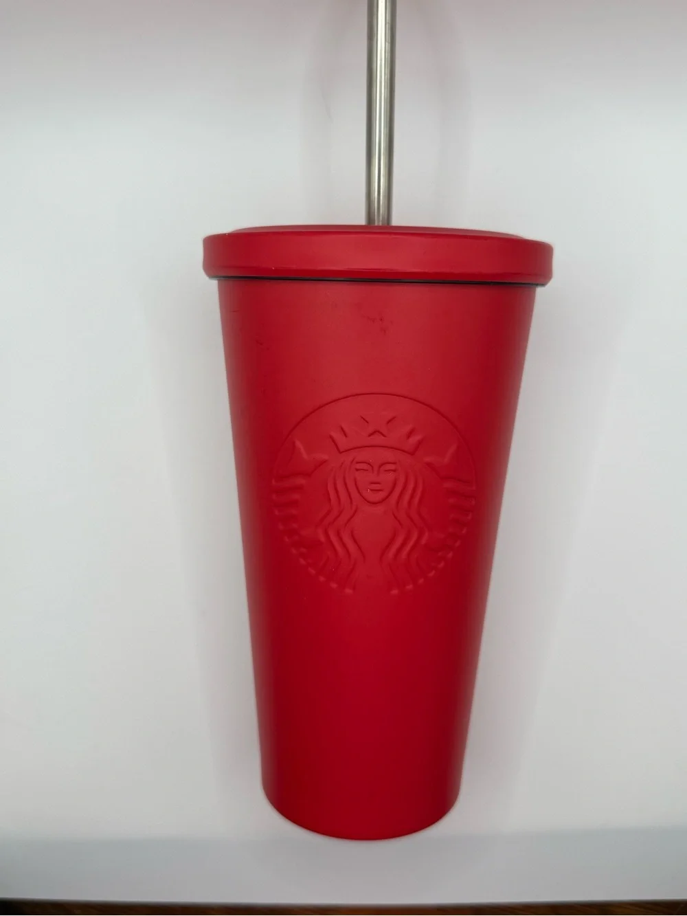 Starbucks Red Matte Travel Cup with Embossed Logo stainless Steel
